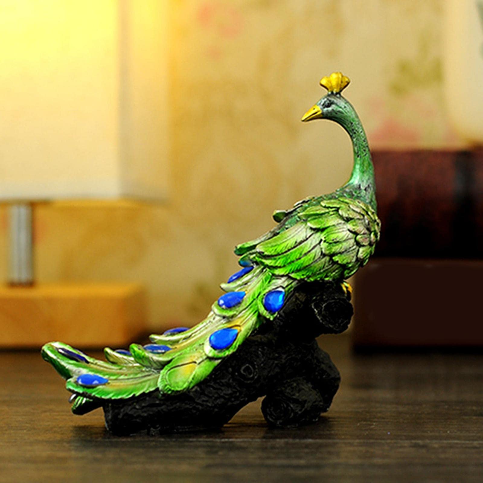 Amazon.co.jp: KESOTO 孔雀の置物手工芸品孔雀は寝室の切り株の像の上