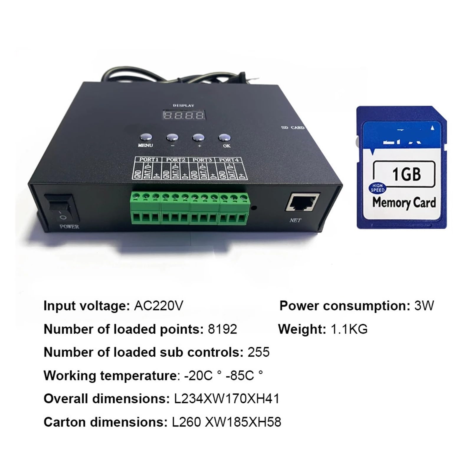 H807SA Madrix Artnet kontroler SPI 8-portowy 8192 pikseli WS2811 WS2812 WS2815 do taśmy świetlnej LED RGB Wymienne połączenie