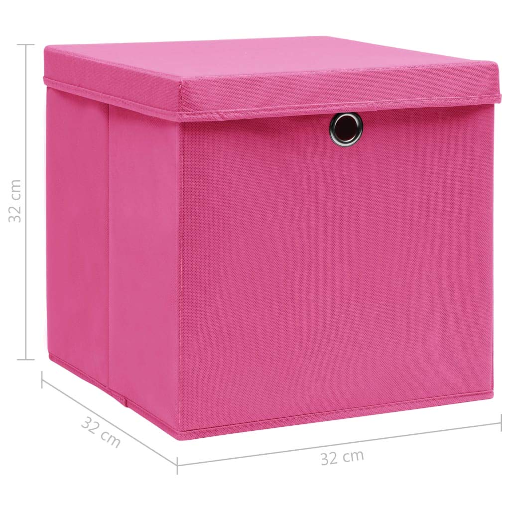 Aufbewahrungsboxen mit Deckel 10 STK Spielzeugkiste, Aufbewahrungskiste, Kleideraufbewahrung, Kleideraufbewahrung & Organisation, Rosa 32×32×32cm Stoff