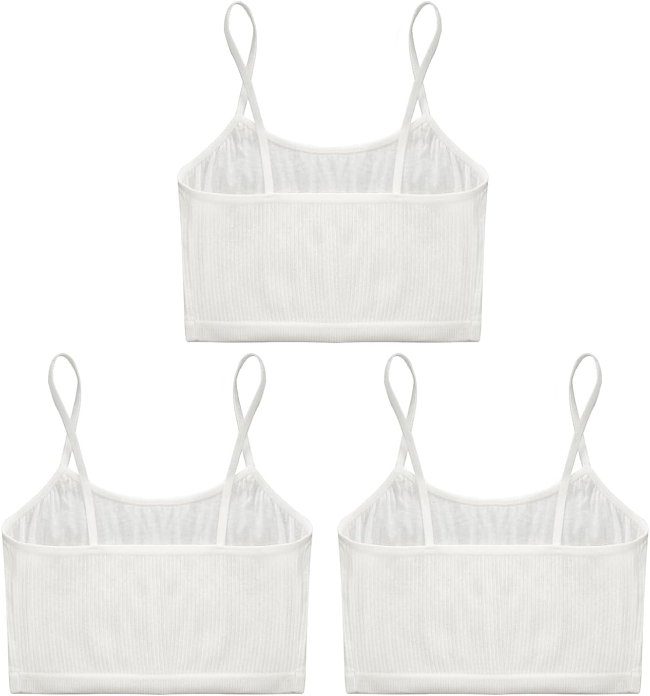 YiZYiF Girls Wireless Sport Bras Spaghetti Straps Gym Dance Fitness Crop Top Ribbed Vest Camisole Underwear