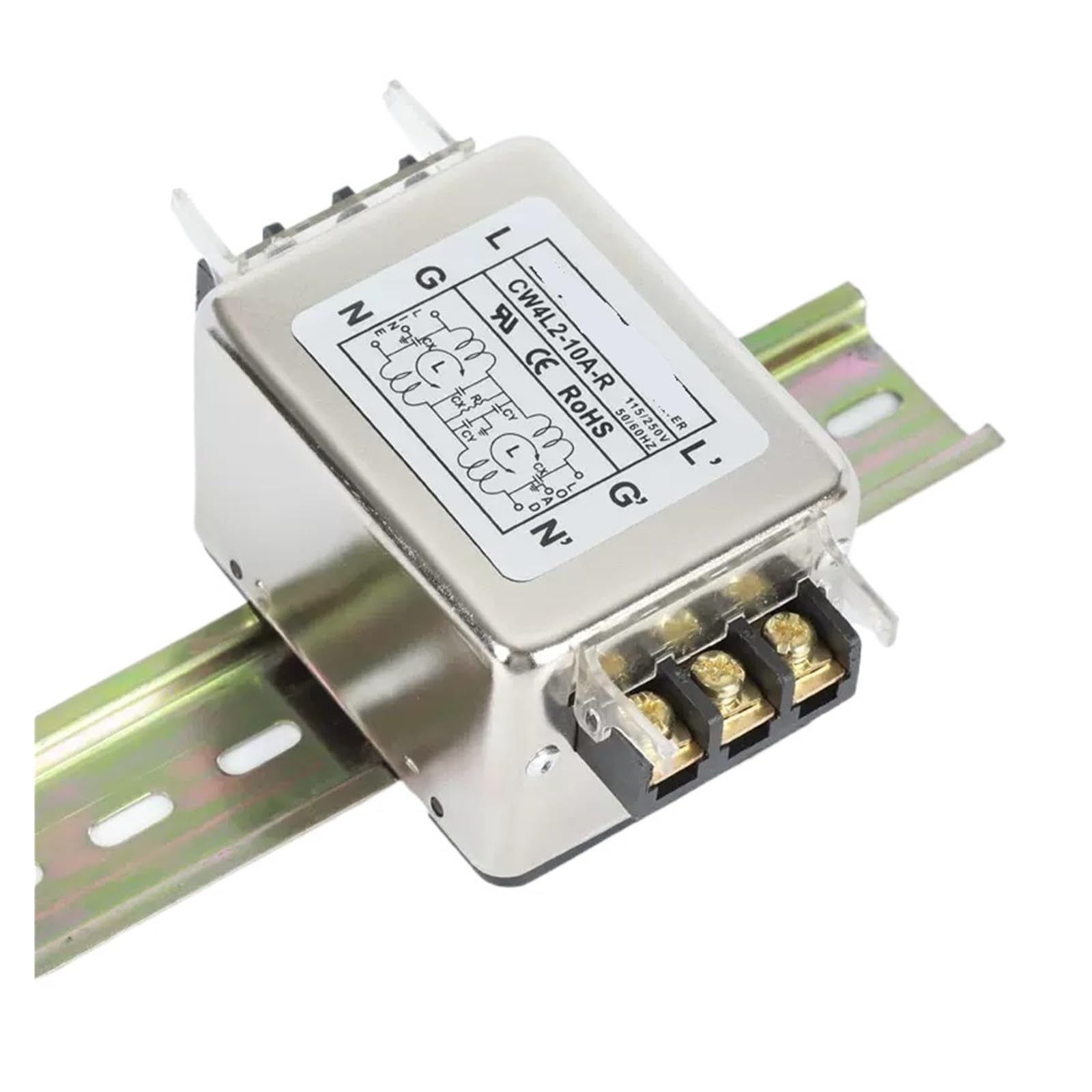 WBBAYDRFR CW4L2-3A/6A/10A/20A/30A-R Bottom Clip Rail Type Single-Phase 220V Power Filter Purification Anti-Interference(CW4L2-10A-R)