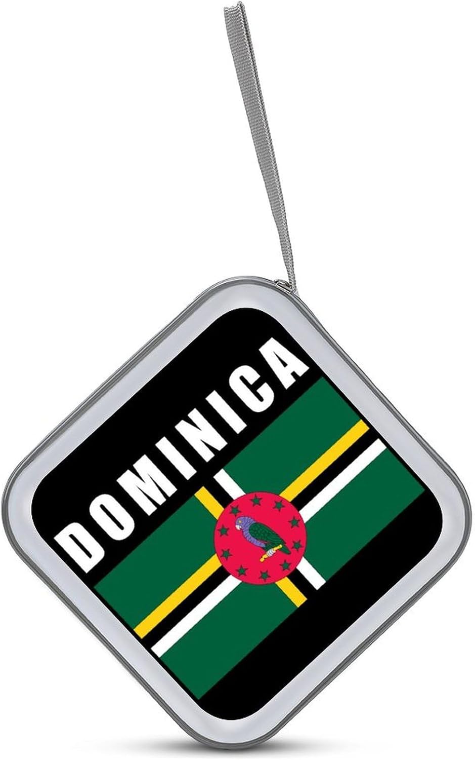 Dominica Dominican Flag Logo CD Case DVD Storage Holder Binder 40 Capacity | protective,hard case,protable loop,travel car use,zippered closure