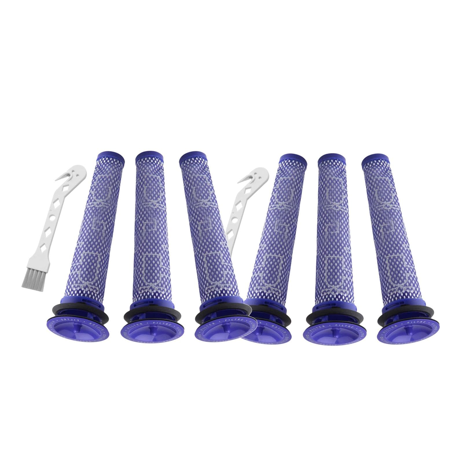 2x Filter für Dyson DC58 DC59 V6 V7 V8 Staubsauger Ersatz Waschbarer und wiederverwendbarer Vormotorfilter hohe Saugkraft inkl. 6 Filter und 2 Bürsten