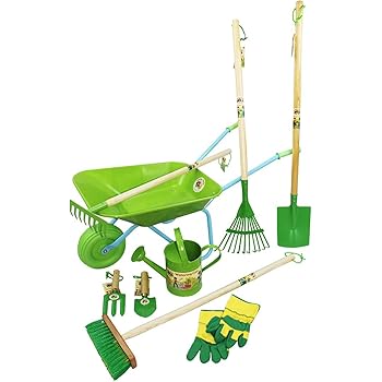 childrens gardening tools wheelbarrow
