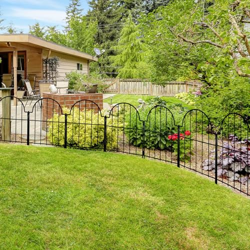 Thealyn Gartenzaun, 43 cm (H) × 3.3 m (L) gewölbte rostfreie Metall No Dig Fence Gartenzaun Grenze, Bodenpfahl Tier Barriere Zaun für Kaninchen Hund, Outdoor-Dekor für Hof & Terrasse