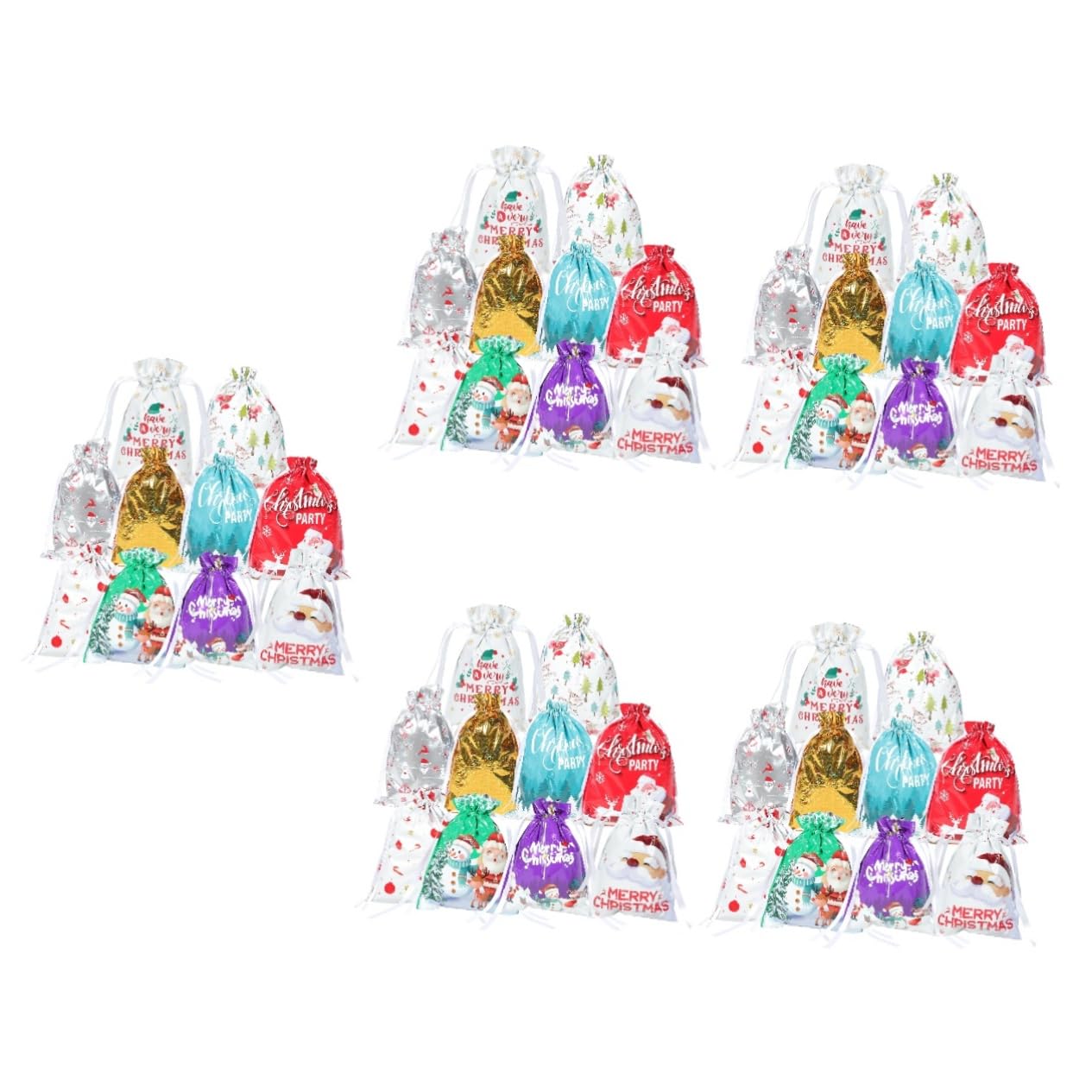 SOLUSTRE 50pezzi Sacchetti Di Natale Con Corda Di Chiusura Sacchetti Per Regali e Caramelle Colorata Per Feste Compleanni e Occasioni Speciali Variabili