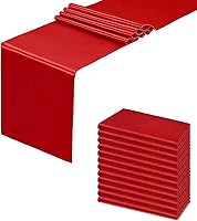 HMQIANG 12 Pack Red Satin Table Runners 12x108 Inch Scalloped Edges - Elegant Wedding Party Banquet Decor