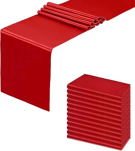 12 Pack Red Table Runners, Satin Table Runner 12x108 Inches