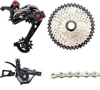 LYYAN Przerzutka rowerowa rowerowa tylna przerzutka 1:11 przekładnia biegów 42-50T zestaw łańcucha zamachowego Mech (kolor: Zestaw + łańcuch + koło zamachowe 42T)