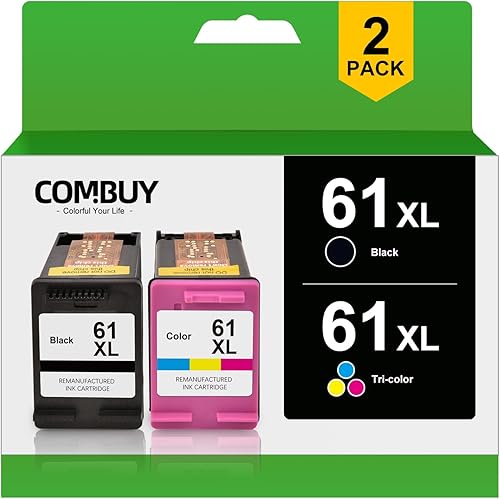 COMBUY Cartucho de tinta remanufacturado de repuesto para 61 61XL 61 XL negro y paquete combinado de cartuchos de tinta para Envy 4500 5530 4502