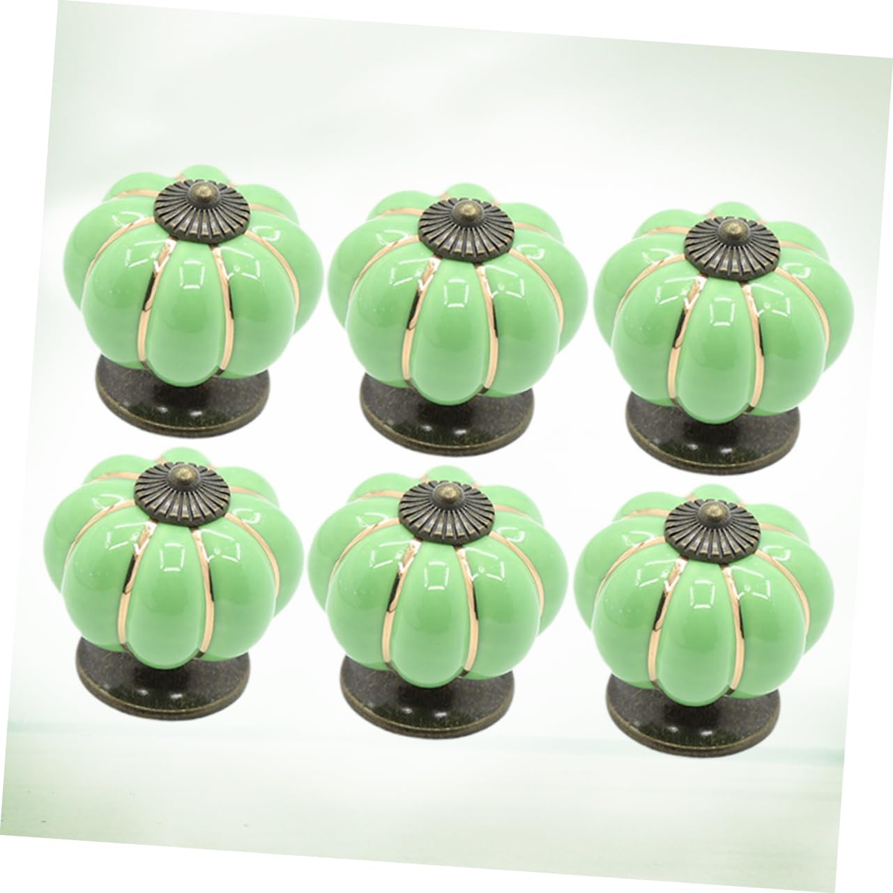 Hemobllo 6pezzi Pomello in Ceramica Forma di Zucca per Porte per Mobili e Armadi Verde
