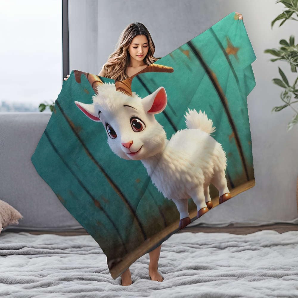 Couverture pour bébé flanelle anti-froid grand plaid chèvre pour nuits paisibles