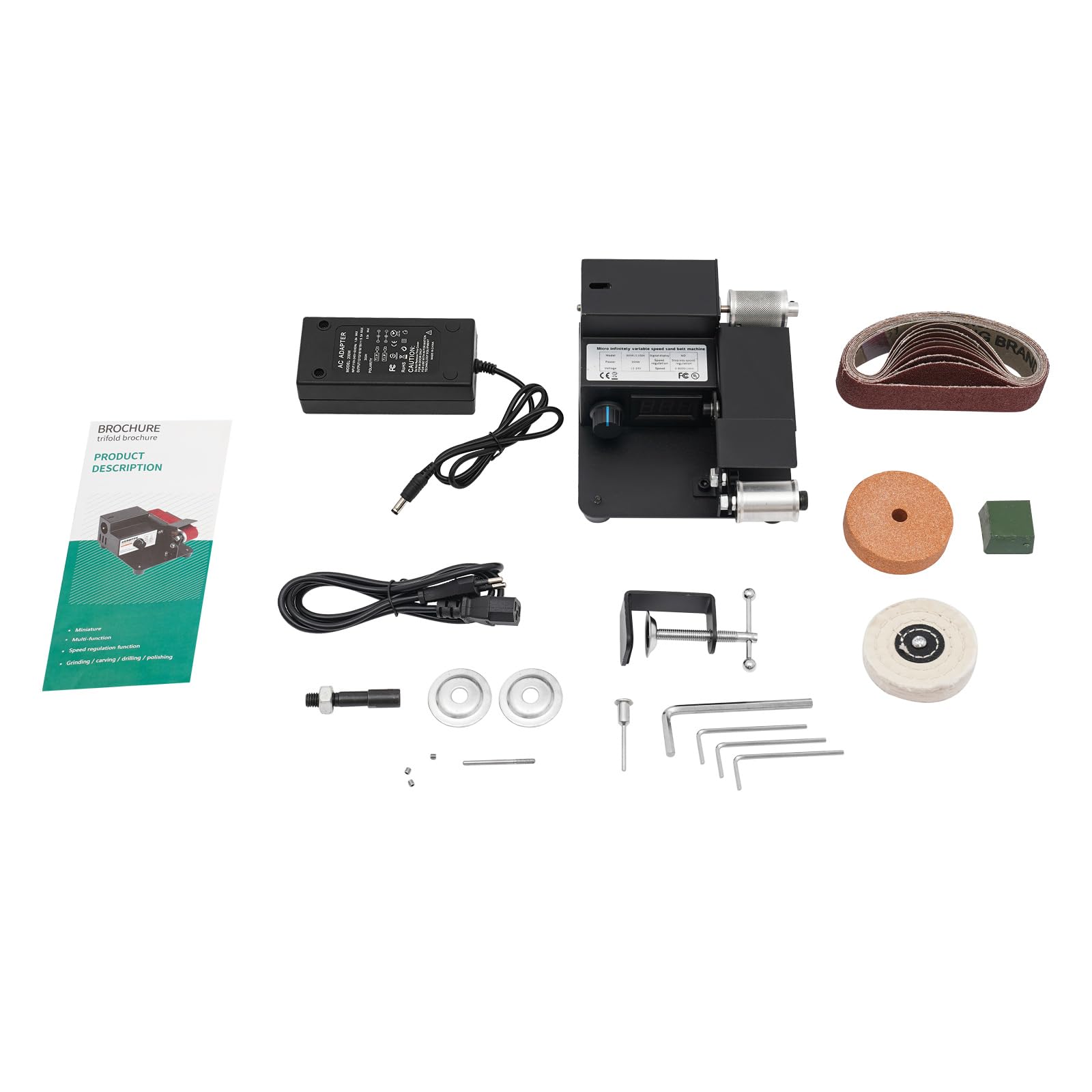 Mini levigatrice a nastro, 350 W, levigatrice a nastro, levigatrice a nastro elettrico, velocità del motore 0-10000 giri/min, per affilatura dei coltelli, apertura dei bordi