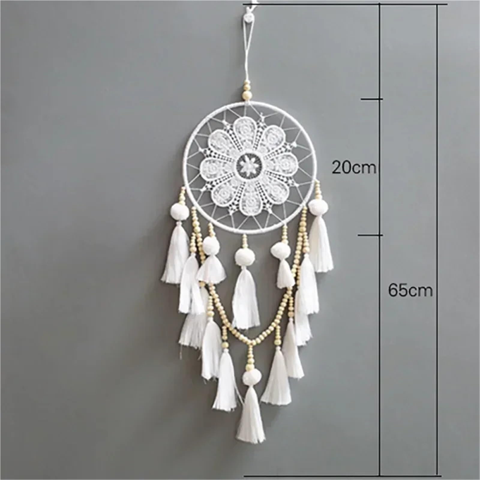 3 pezzi di acchiappasogni fatti a mano, decorazione da appendere alla parete, for festa matrimonio Per La Camera Da Letto(Beige02)