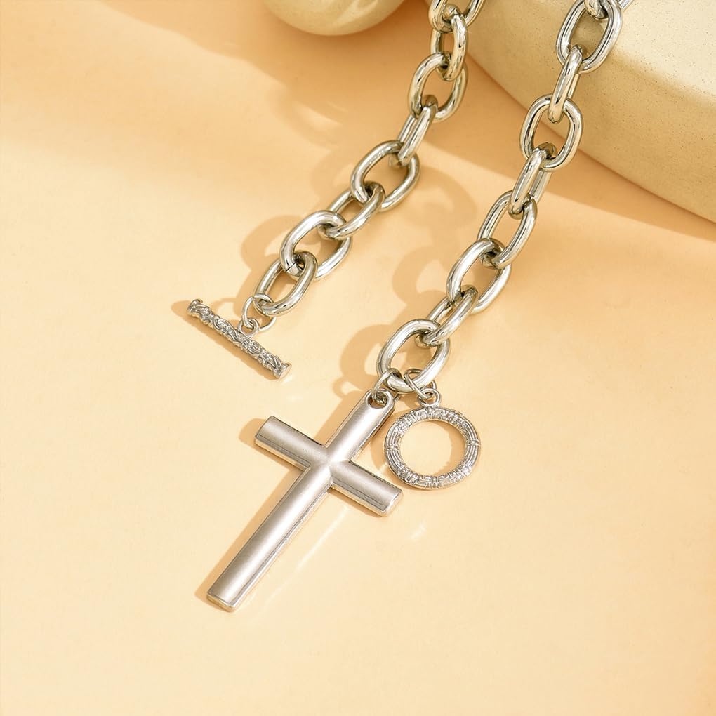 Chunky Layered Gold Cross Choker Necklace for Women,Vintage Punk Cross OT Buckle Statement Pendant Necklace,Fashion Jewelry Accessories Gifts - Image 6