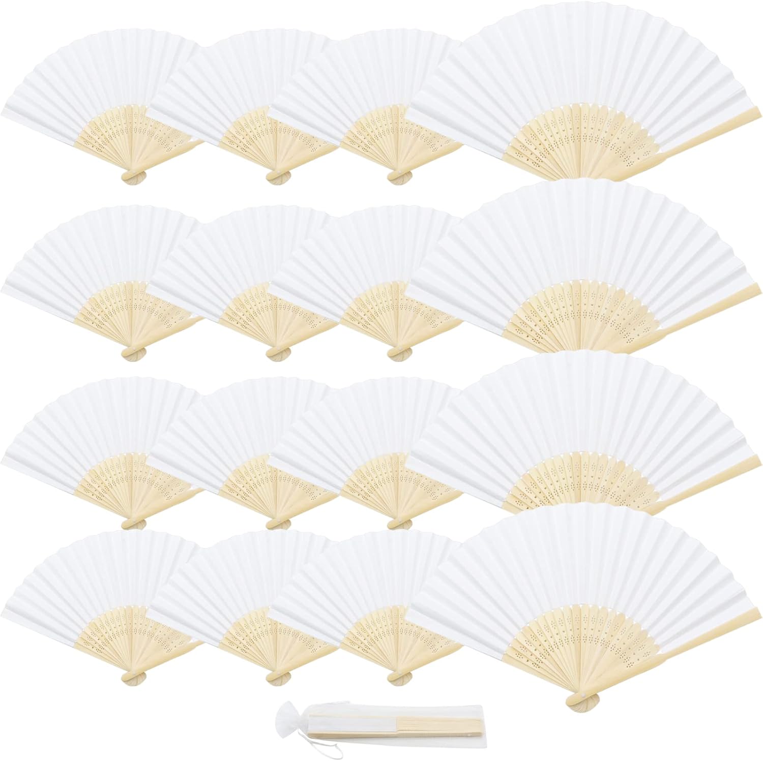 SPOKKI Hand Fan Folding, 16 Pieces Paper Fans with Portable Bags, Hand