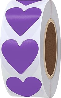 Hylabelest Coloured Dot Heart Stickers 30mm Love Shape Valentine's Day Gift Labels (Purple)