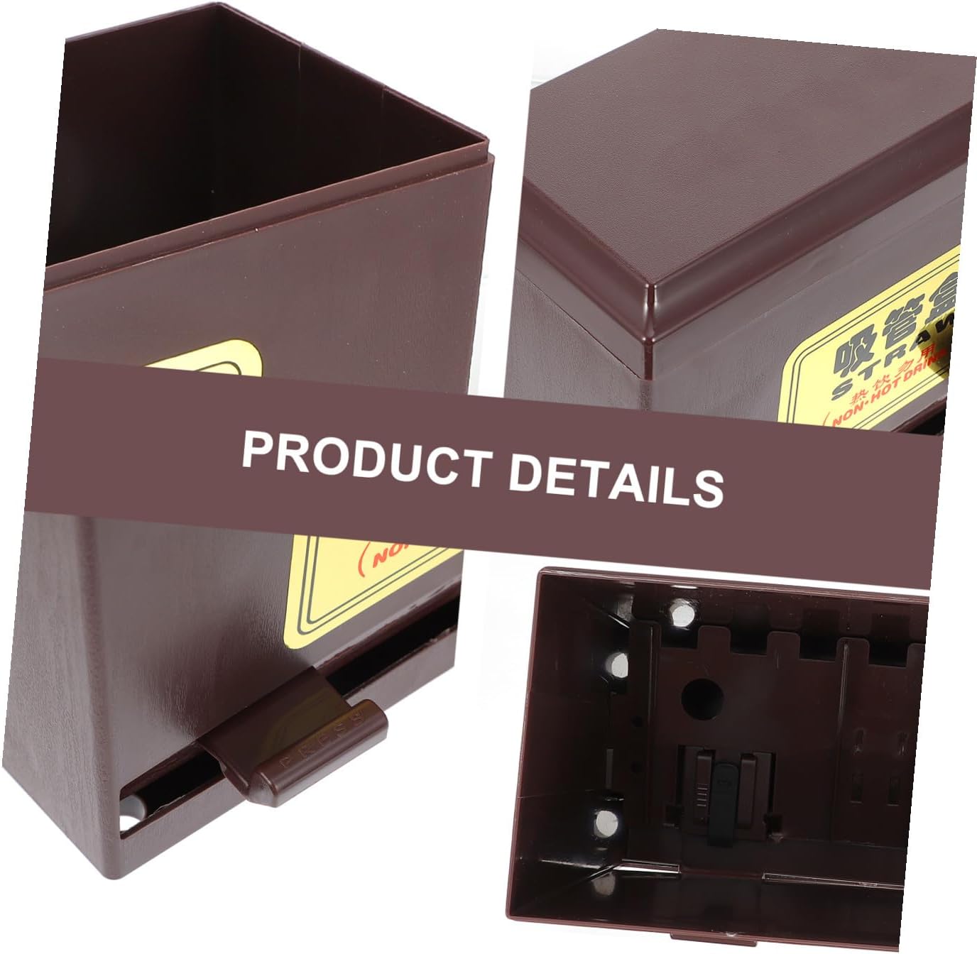 Lurrose Straw Dispenser Box Small Size Plastic Straw Container Black for Restaurant and Beverage Shops