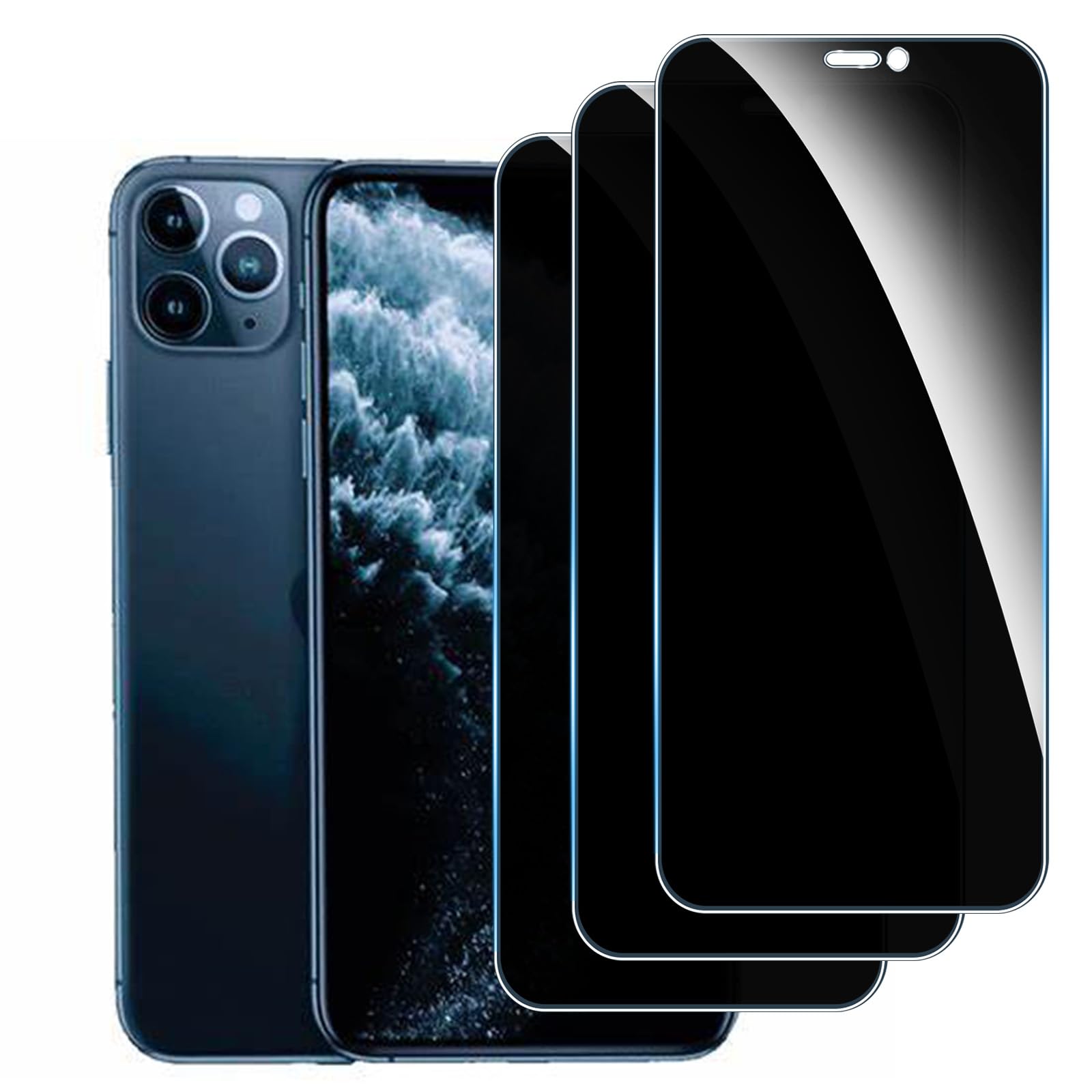 【3 Piezas】 Protector Pantalla Privacidad para iPhone XS Max/iPhone 11 Pro Max ,Cristal Templado Anti Espía,Anti-Espía Vidrio Película,9H Dureza,Anti-Arañazo,Sin Burbujas,Privacy Screen Protector