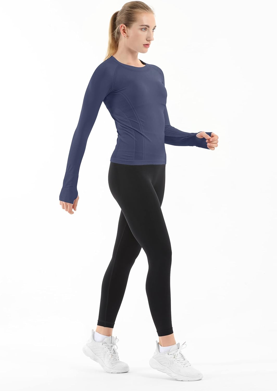 MathCat Seamless Workout Shirts for Women Long Sleeve Yoga Tops Sports Running Shirt Breathable Athletic Top Slim Fit XS-XL - Image 7