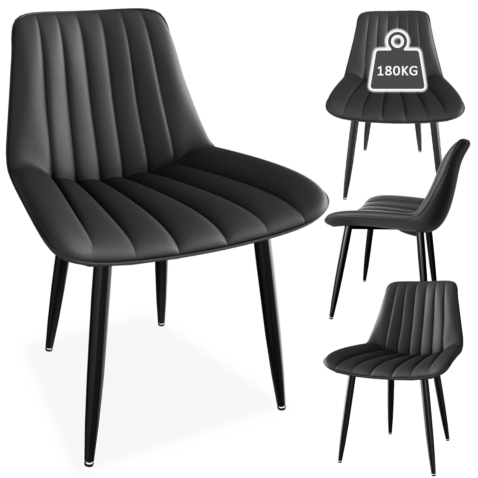 Juego de 4 sillas de Comedor, sillas de Cocina con Respaldo de 7 cm, sillas de Mesa de Comedor con cojín de Asiento de 5 cm, Capacidad de Carga 180KG, Silla tapizada para Comedor