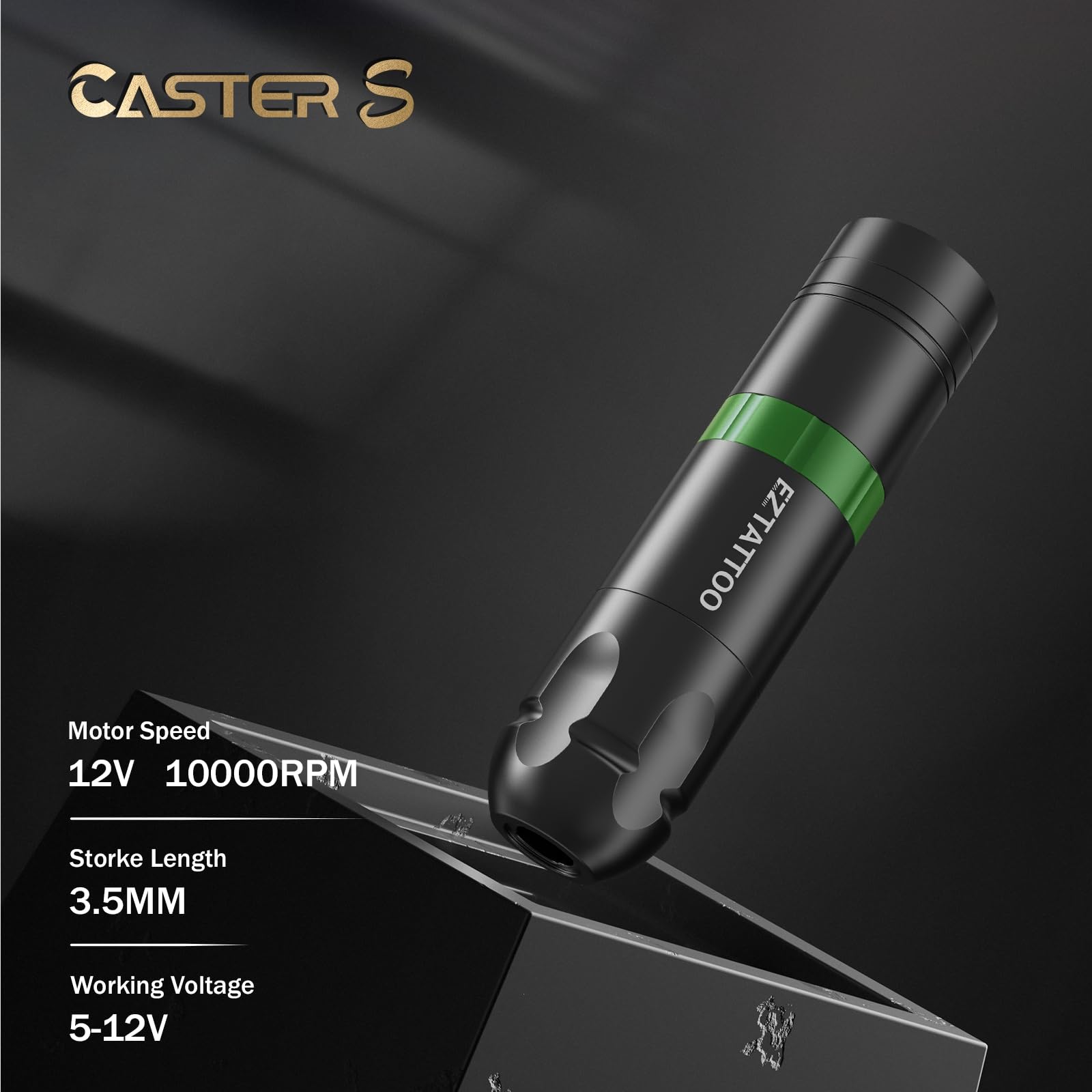 EZ Tattoo Maschinen Set - Tattoo Set Komplett mit Rotations Tattoo Maschine, 1500mAh Akku Stromversorgung, 20 Stück Tattoo Nadeln und 10 Farben Tinten für Tattoo Anfänger und Künstler (Caster S Grün)