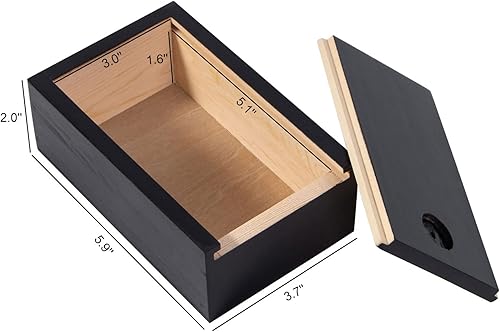Miniatura 10 de Caja de madera vintage con tapa deslizante, caja de almacenamiento de madera, cajas de regalo de madera rústica para aficiones al arte, amantes del