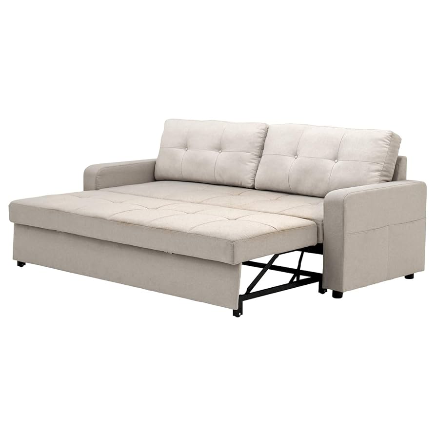 ベージュ　ソファーベッド ニトリ 多機能ソファーベッド ベージュ W154×H78×D80帆☆収納