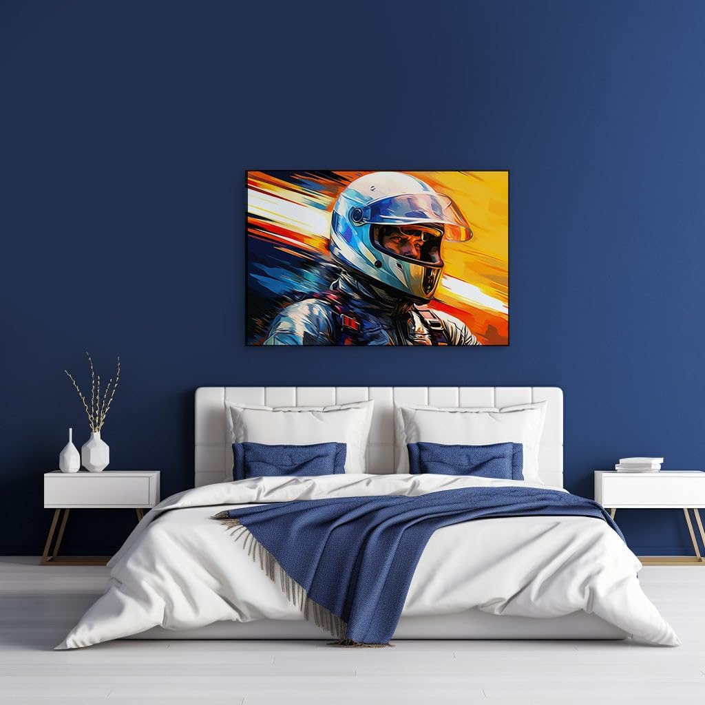 Canvas for Living room. Speed and Determination Capture the Essence of Racing in Dynamic Digital Artwork, 27 x 18 inch Canvas Wall Art - Abstract By Atmosphere - Modern Home Decor