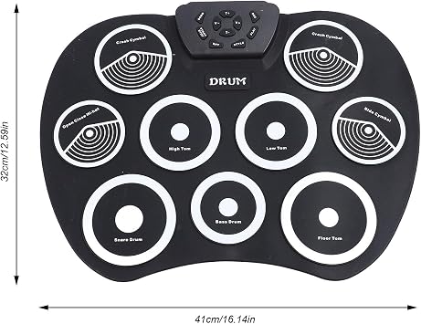 Electric Practice Pad Set, 9-Pad USB Portable Electronic Drum Set with Pedal Drumsticks for Home Music Education, Kids, and Beginners
