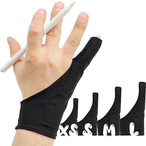 AKX Artist Drawing Glove Xsmall - 2 Pack Palm Rejection for iPad - Smudge Guard, 1 Finger, Fingerless, Good for Left and Right Hand, Black | AK-010 - X-Small - 1 Finger, Black