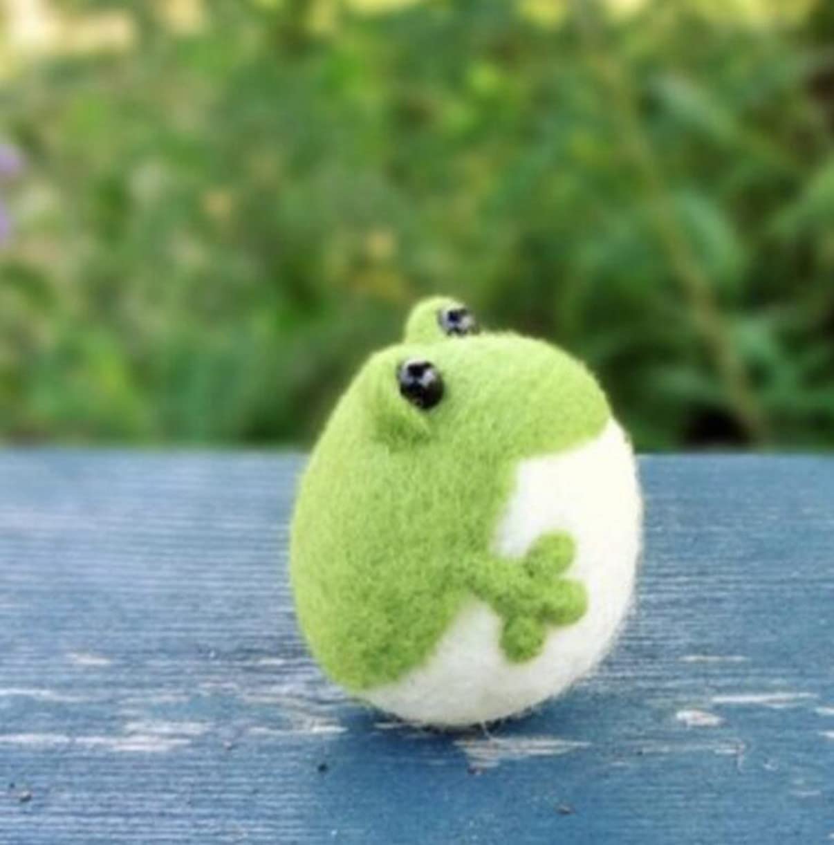 WellieSTR 2pcs Mini Frog Wool Felting Kit, Wool, Felting Foam Mat, Instruction - for Beginners