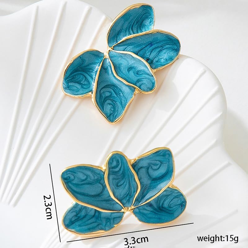 Flower Earrings for Women Irregular Red Pink Petal Earring Big Floral Statement Earrings Fancy Flower Drop Dangle Earring Christmas Spring Trendy Jewelry Accessories - Image 5