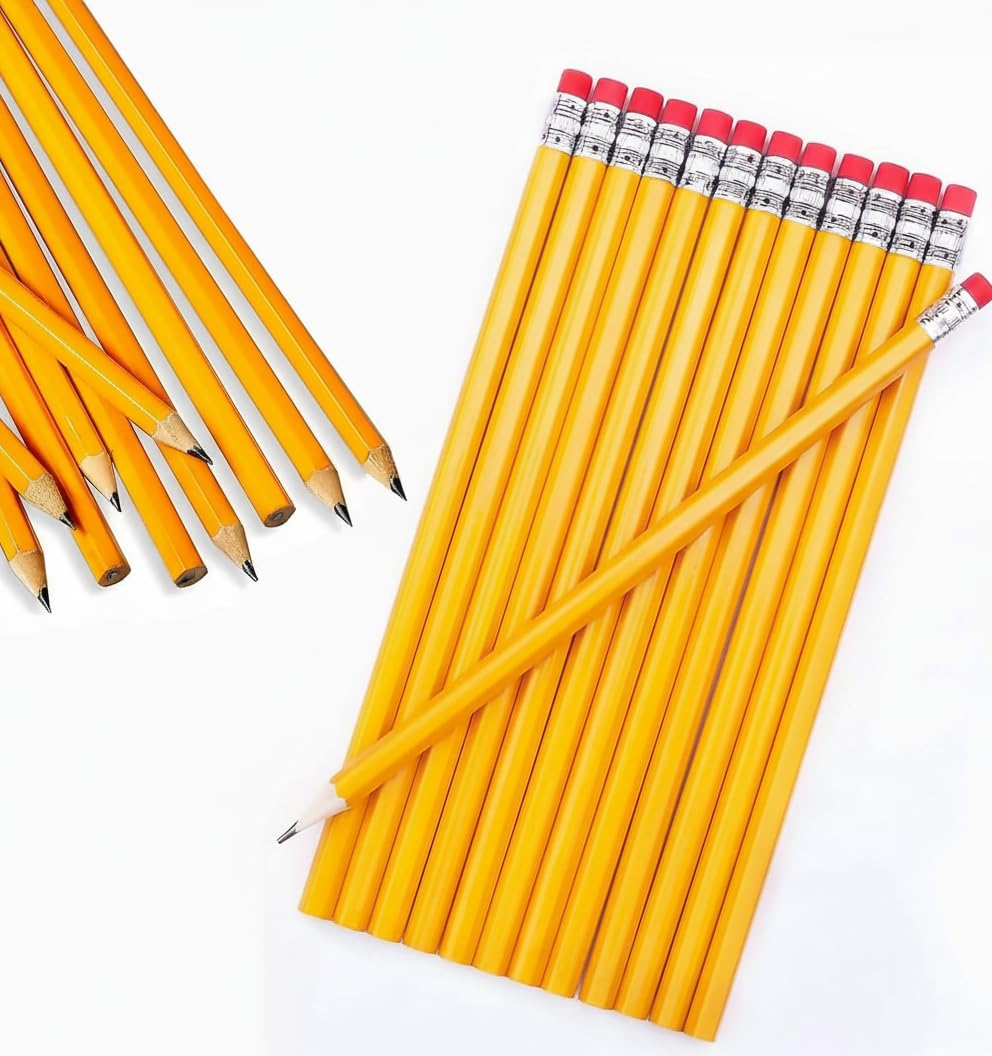 Pencils, Number 2 Pencils Bulk, Wood Pencils for Kids Sketching Drawing, Yellow HB No 2 Pencils with Erasers, Classroom Must Haves Essentials for Teachers, School Supplies(24Pack)