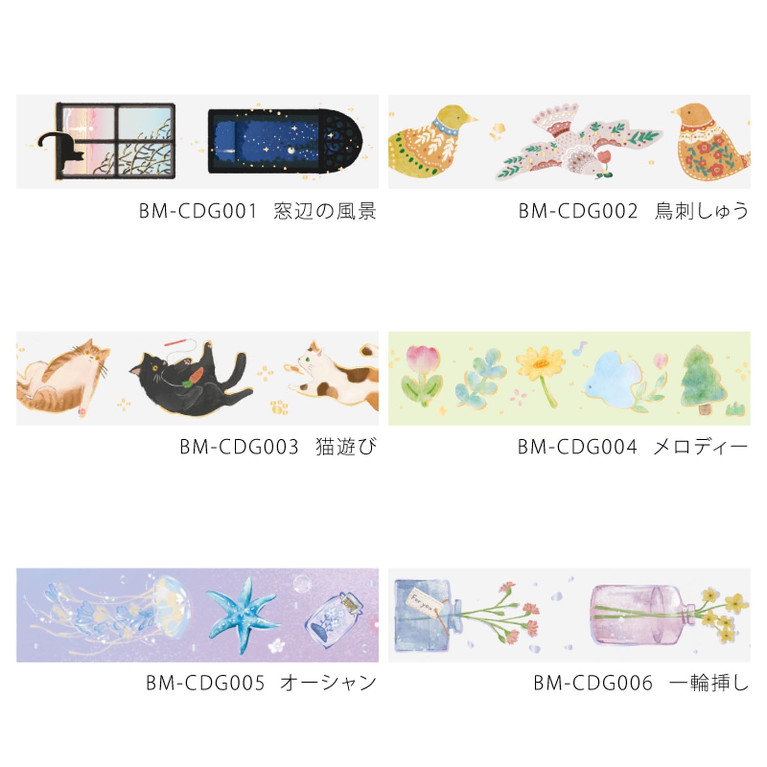 BGM BM-CDG002 Masking Tape Bird Embroidery