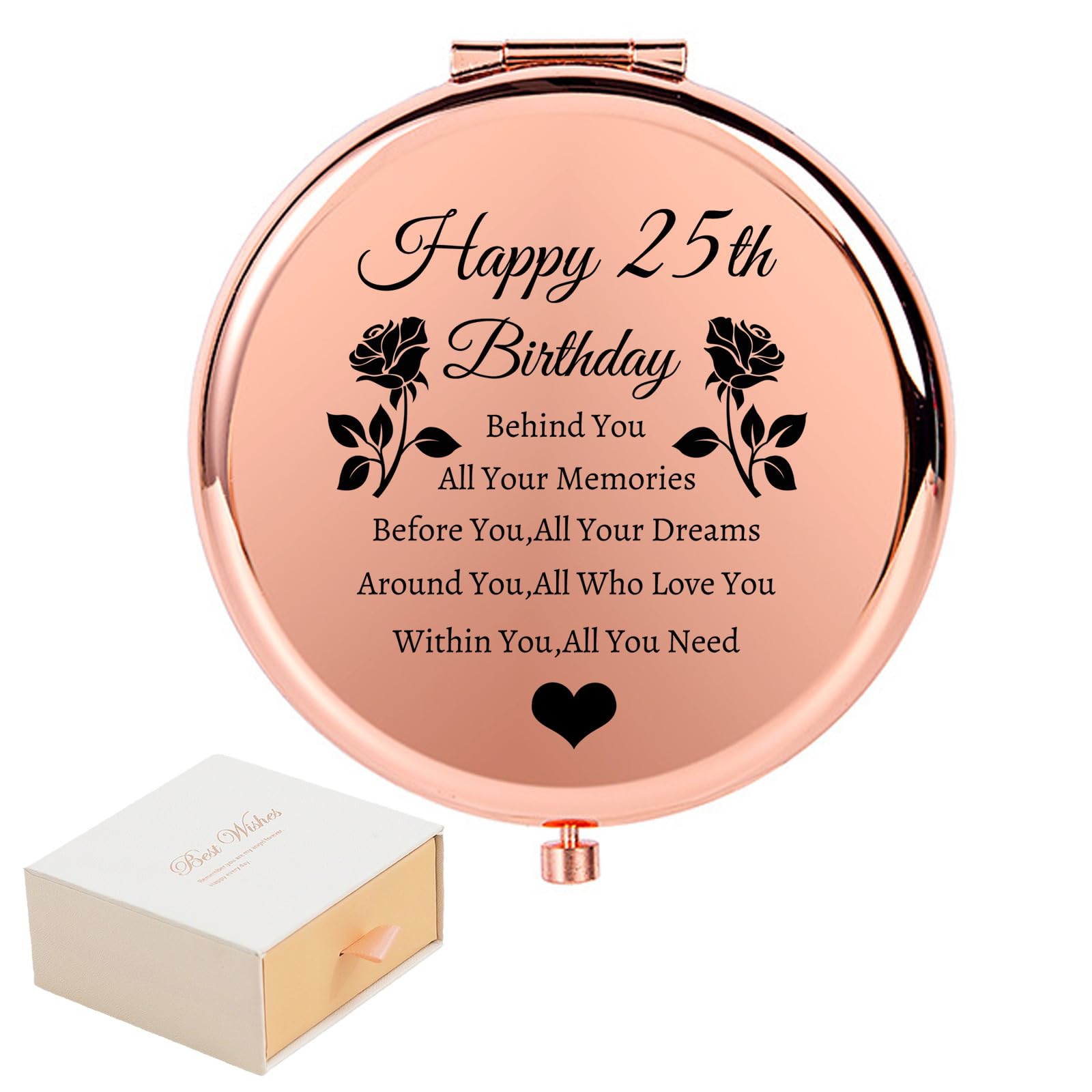 JOUWUI 25th Birthday Gifts for Women - Compact Pocket Makeup Mirror, Travel Gifts for Her, 25 Years Old Folding Makeup Mirror for Niece Bestie Sister Daughter Best Friend โ image 1
