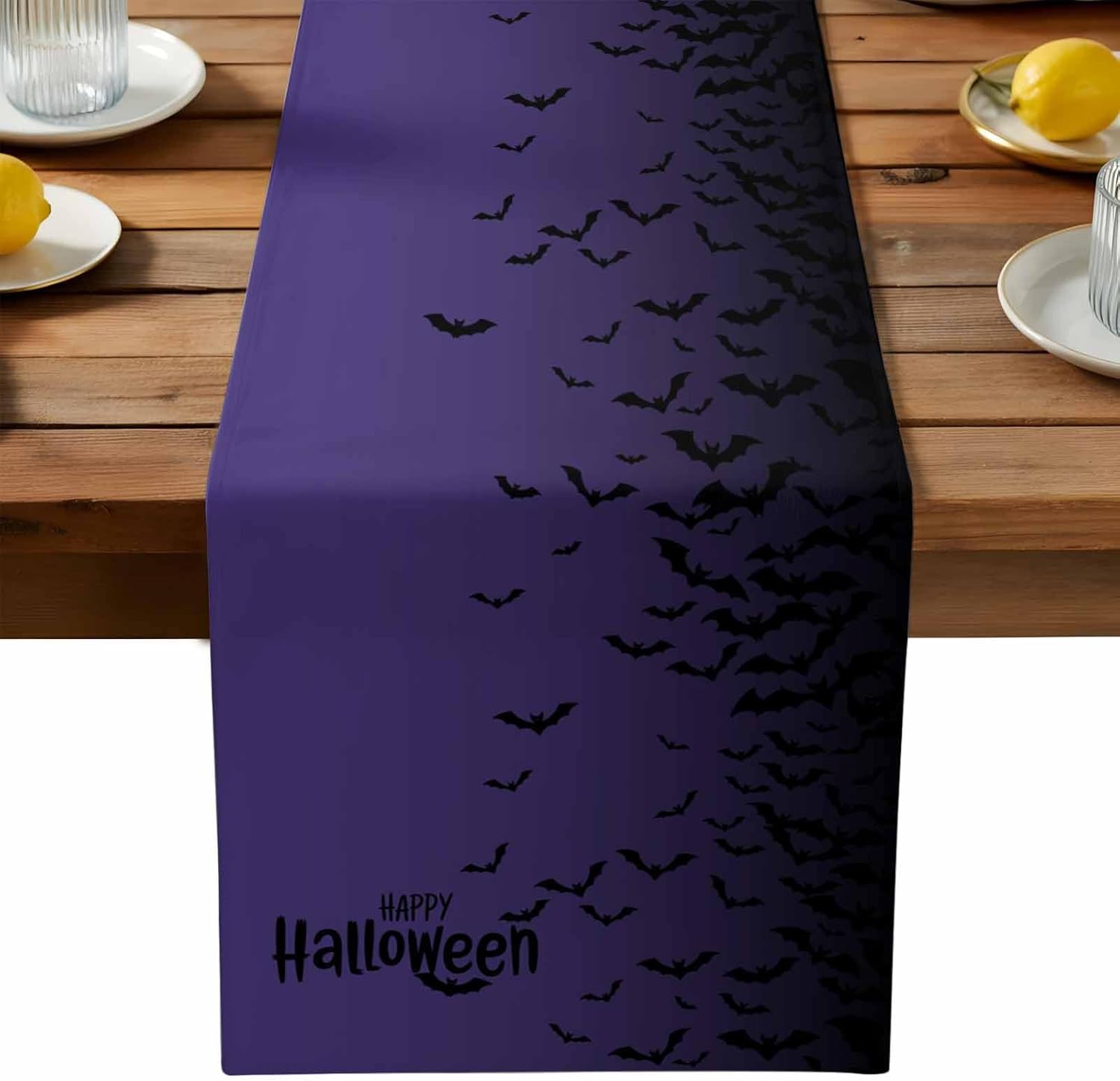 Abstract Art Table Runner, Washable Table Decoration for Home Kitchen Dining Holiday Wedding Party, Easy to Clean 13x120inch - Periwinkle Blue Gray Oil Painting Texture