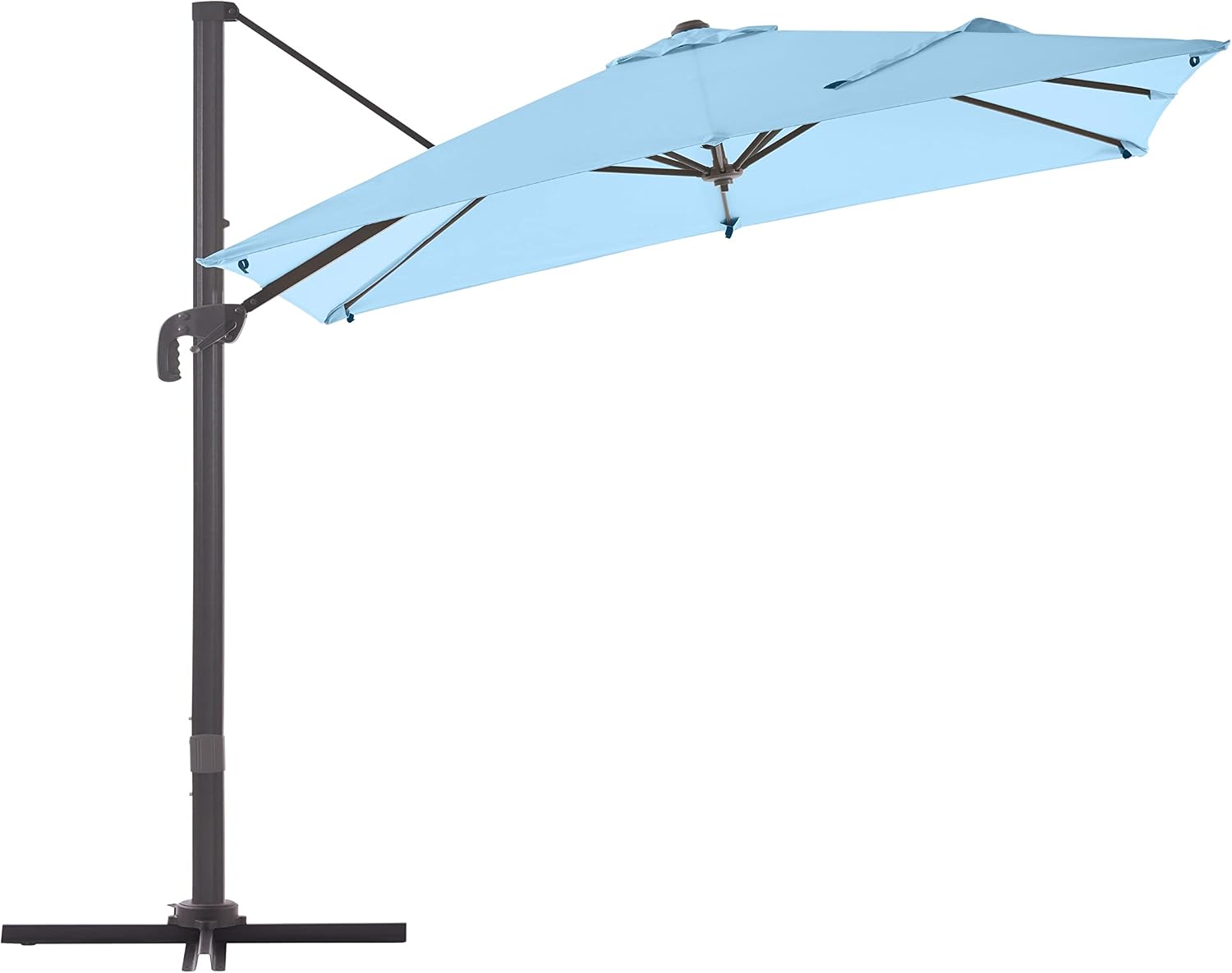 LE CONTE LYON 8.2x8.2 ft. Cantilever Umbrella with 360 Degree Rotation | Outdoor Aluminum Offset Patio Umbrella Market Hanging Umbrellas | Solution Dyed Fabric, 5-lever Tilting and Cross Base (Sky Blue)