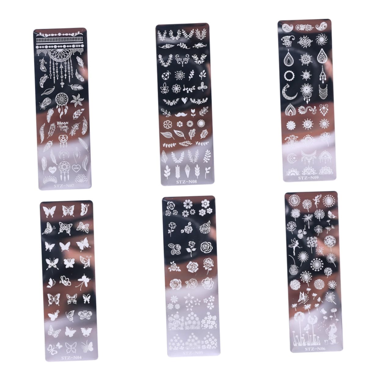 CALLARON 3 Set Piastre Stamping Unghie Acciaio Inossidabile Con Floreali E Farfalle Per Nail Art Creativa E Per Manicure E Speciali 6 Pezzi*3