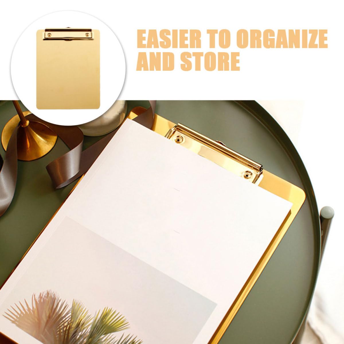 2 Stück A5 Klemmbrett aus Edelstahl in Gold mit Sicherer Papierbefestigung und Elegantem Design für Büroorganisation und Dokumentenablage