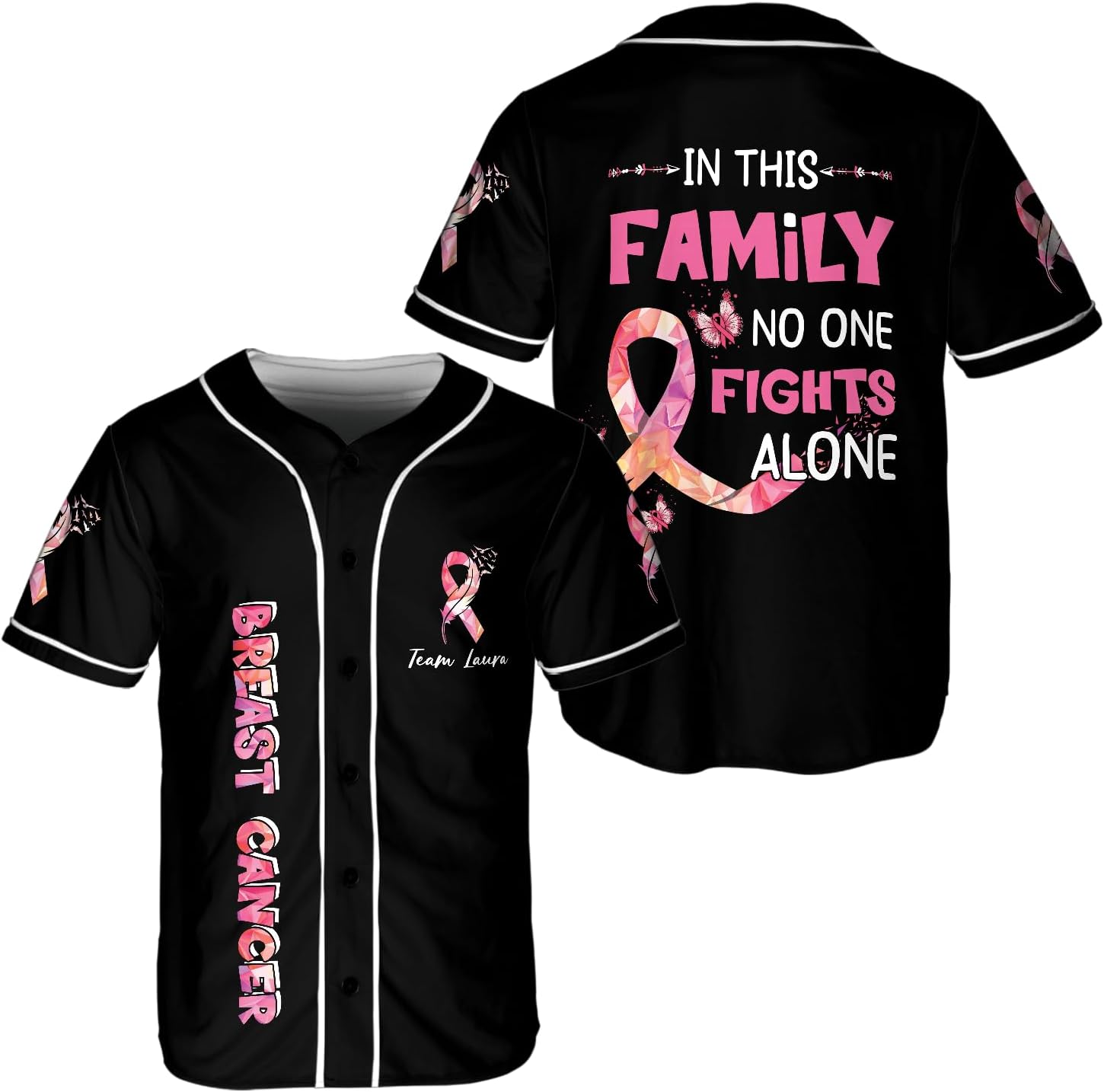 ThuhaTree Store Personalized Breast Cancer Baseball Jersey XS-5XL, Breast Cancer Jersey, Breast Cancer Shirts for Women (Style 5) Multi