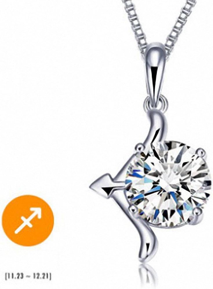 Floating Wedding Cupid's Bow Mommy Silver Necklace Cz Zodiac Sagittarius Pendant Necklace for Women