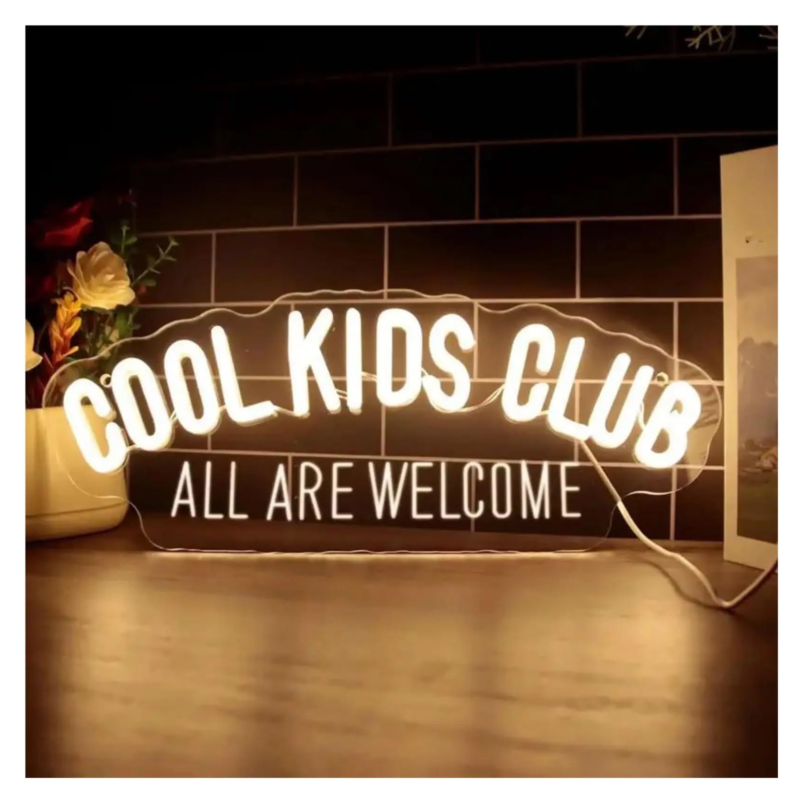 LEMST Sign Lamp Cool Kids Club Neon Light - USB Powered, with Dimmer, Adjustable Brightness, for Playrooms, Bedrooms, Fun Decor 15.5x42cm