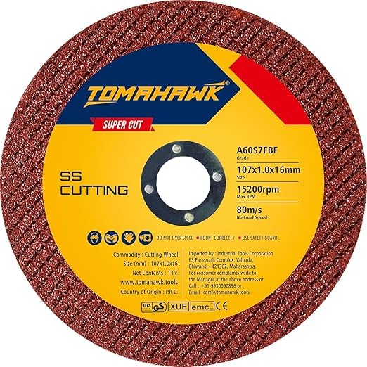 Image of TOMAHAWK 4 Inch Cut Off Wheel Double Net - 107x1.0x16mm - For Metal & Stainless Steel - Compatible with 4 inch Angle Grinder - High Precision Cutting Disc - Brown