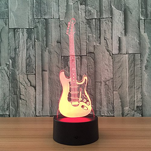 Cirkooh Electric Guitar 3D Optical Illusion Lamp 7 Colors Change Timing Remote Control and Touch Button LED Night Light Gifts Toys - Thumbnail 4