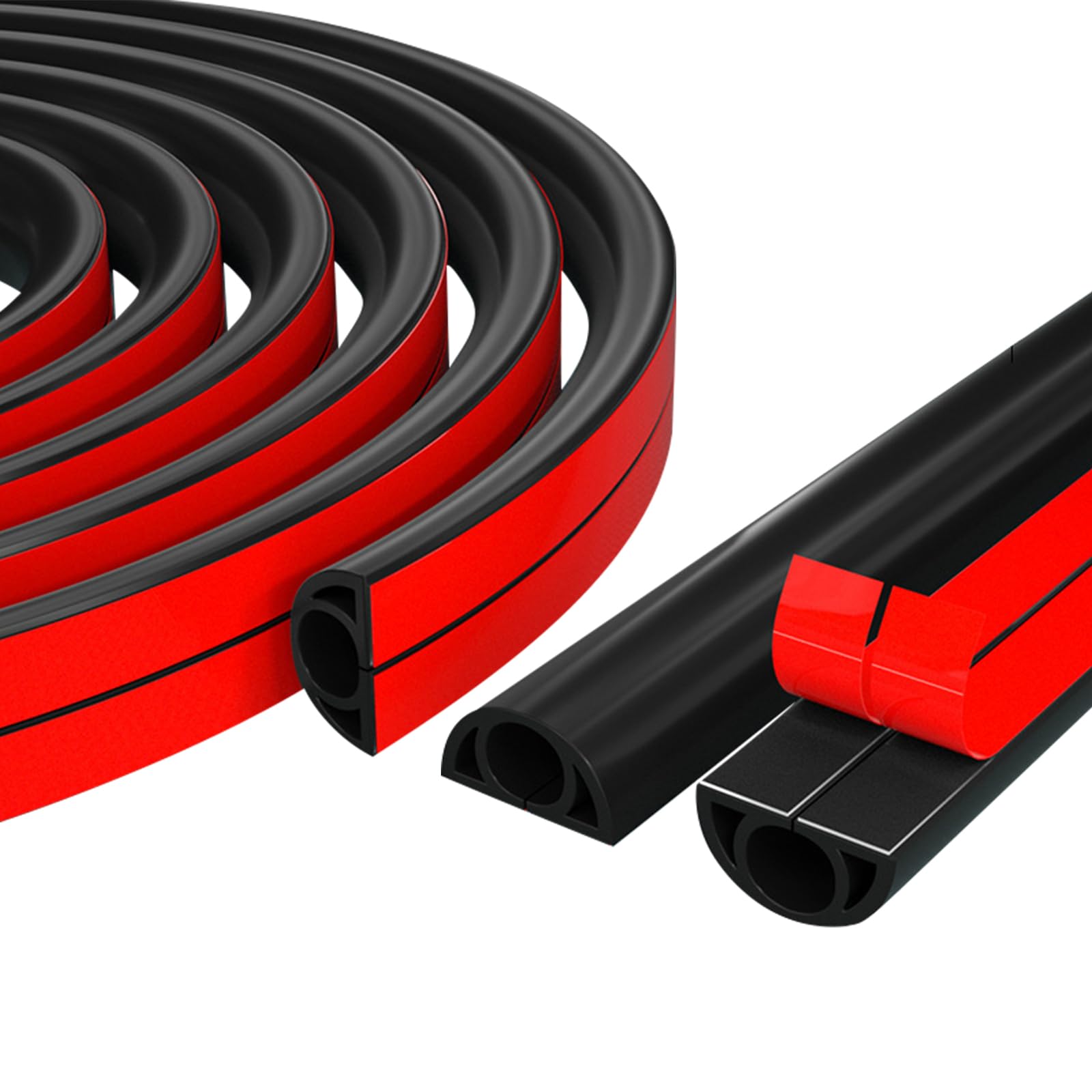 TSLBW 1M Cable Trunking, Half Round Cable Cover, Self-Adhesive Wire Cover, Self-Adhesive Cable Tidy, Decorative Wire Hider, 1-Meter Cable Organizer, for Cable Management Wires on Wall Floor (black)