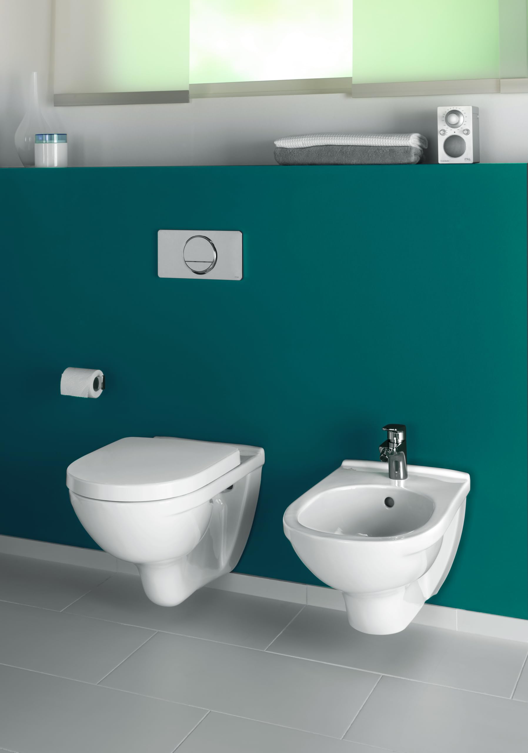 Conjunto de inodoro Villeroy & Boch O.novo – Blanco Alpin CeramicPlus | Set inodoro suspendido sin brida de salida directa y asiento con caída amortiguada, ahorro de agua