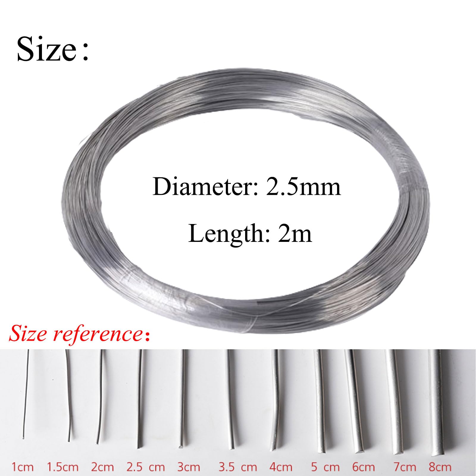 99,99% czysty drut aluminiowy 2 m, średnica 1,5-4 mm do rzemiosła i zastosowań przemysłowych, 1 szt.(2.5mm)