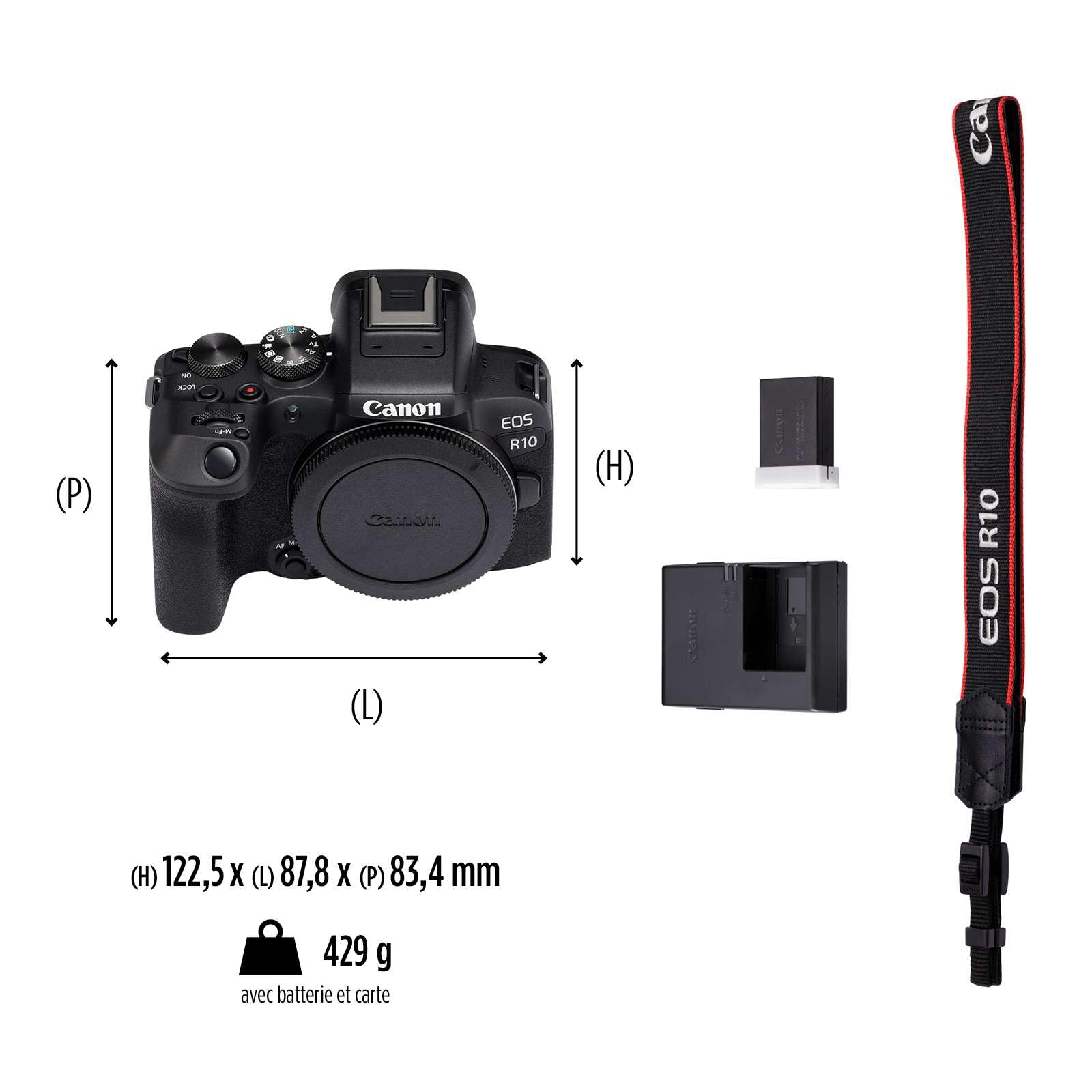 Appareil photo compact Canon EOS R10 (boîtier seul) - Appareil photo numérique - Autofocus CMOS Dual Pixel II et vidéo 4K jusqu'à 60 ips -Bluetooth, Wi-Fi USB-C - L’Allié Idéal De Toutes Vos Aventures