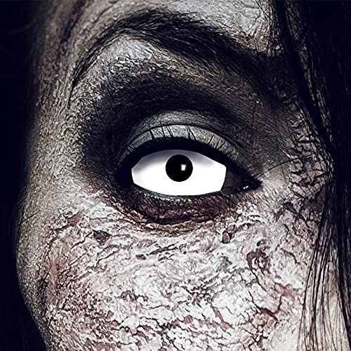KingofHalloween.de Weiße farbige Kontaktlinsen Sclera White Zombie 1 Paar Zombie Vampir Cosplay Fastnacht Verkleidung Karneval Schminke Halloween Make up ohne Sehstärke